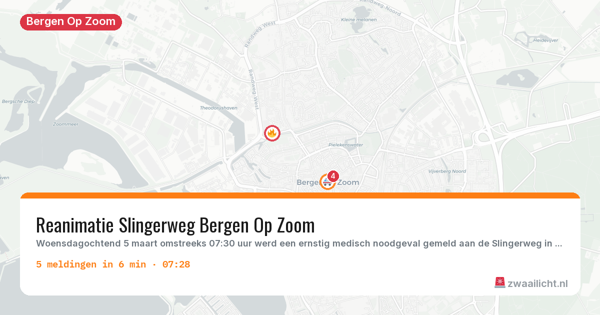 Kaart van de activiteitspiek bij Bergen Op Zoom