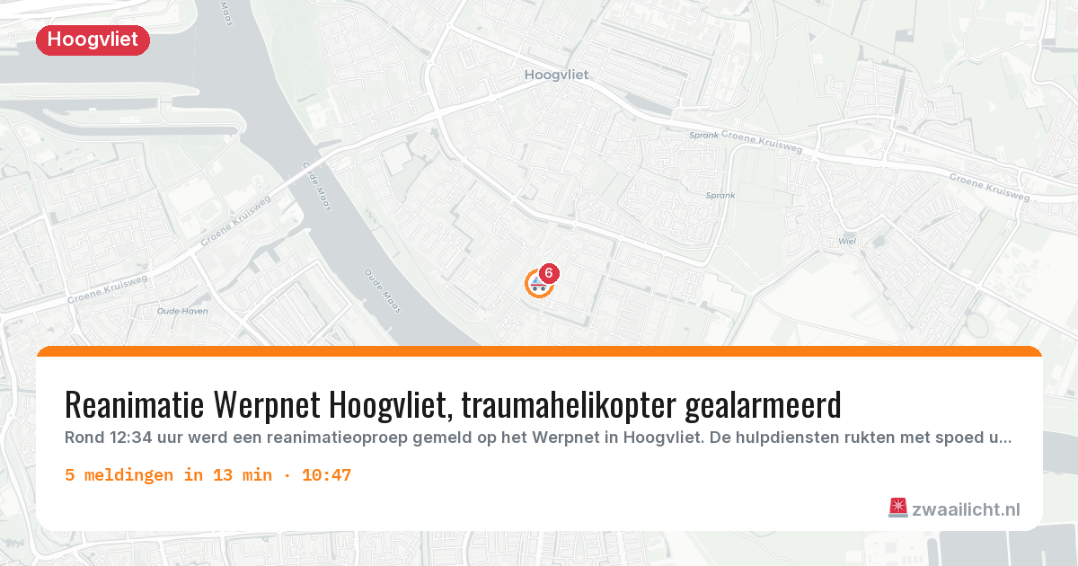 Kaart van de activiteitspiek bij Hoogvliet
