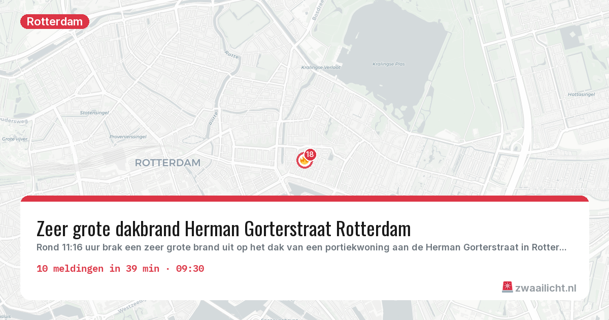 Kaart van de activiteitspiek bij Rotterdam