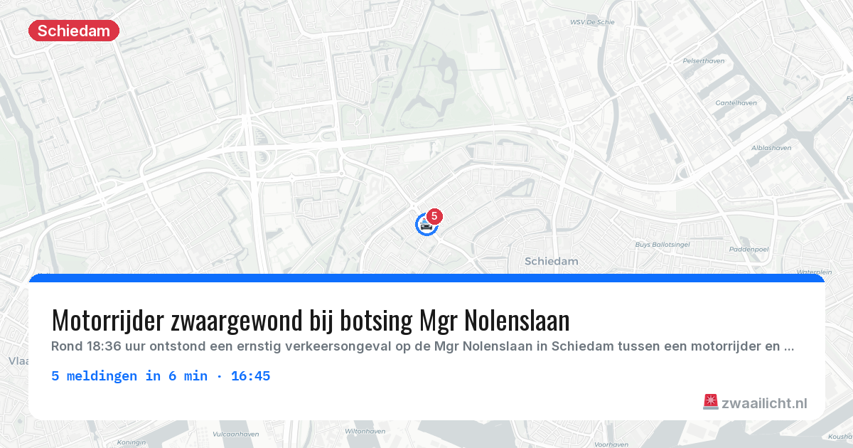 Kaart van de activiteitspiek bij Schiedam