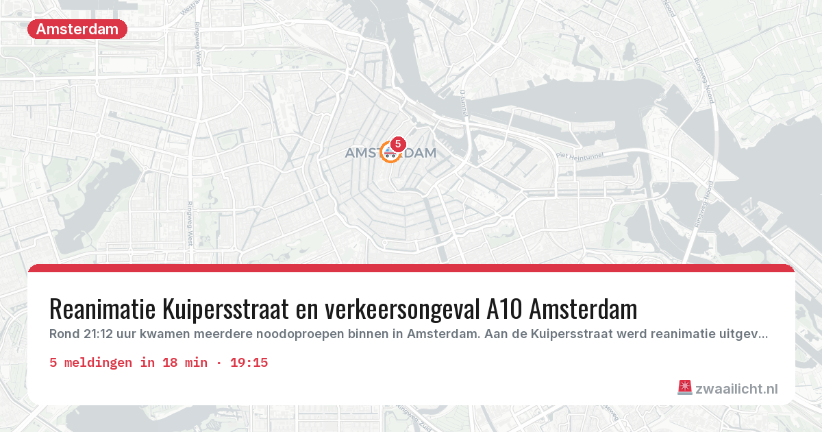 Kaart van de activiteitspiek bij Amsterdam