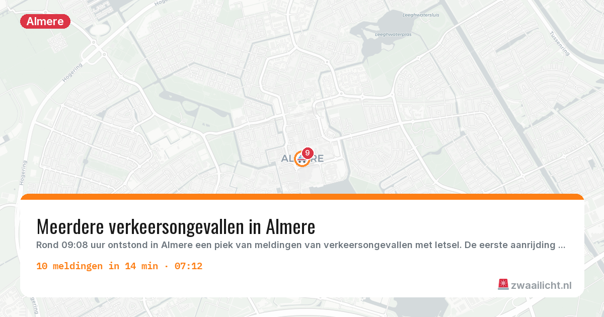 Kaart van de activiteitspiek bij Almere