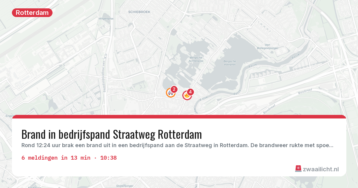 Kaart van de activiteitspiek bij Rotterdam