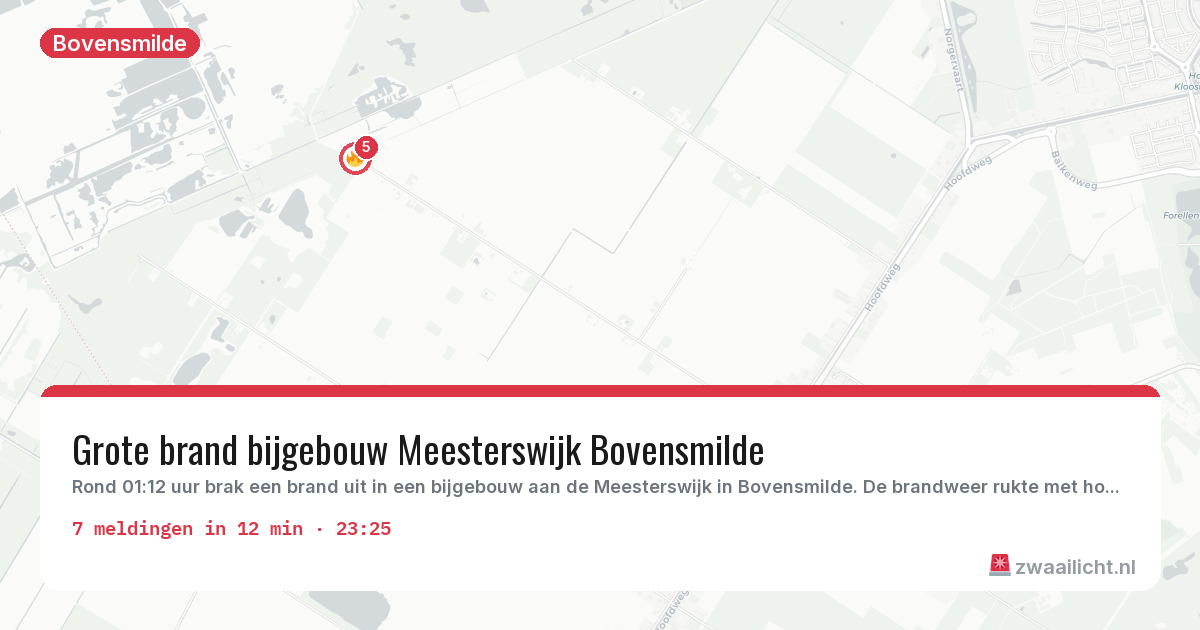 Kaart van de activiteitspiek bij Bovensmilde