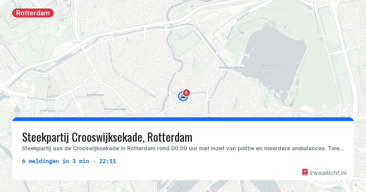 Kaart van de activiteitspiek bij Rotterdam