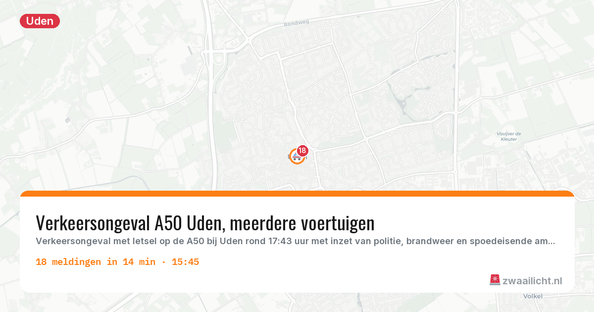 Kaart van de activiteitspiek bij Uden