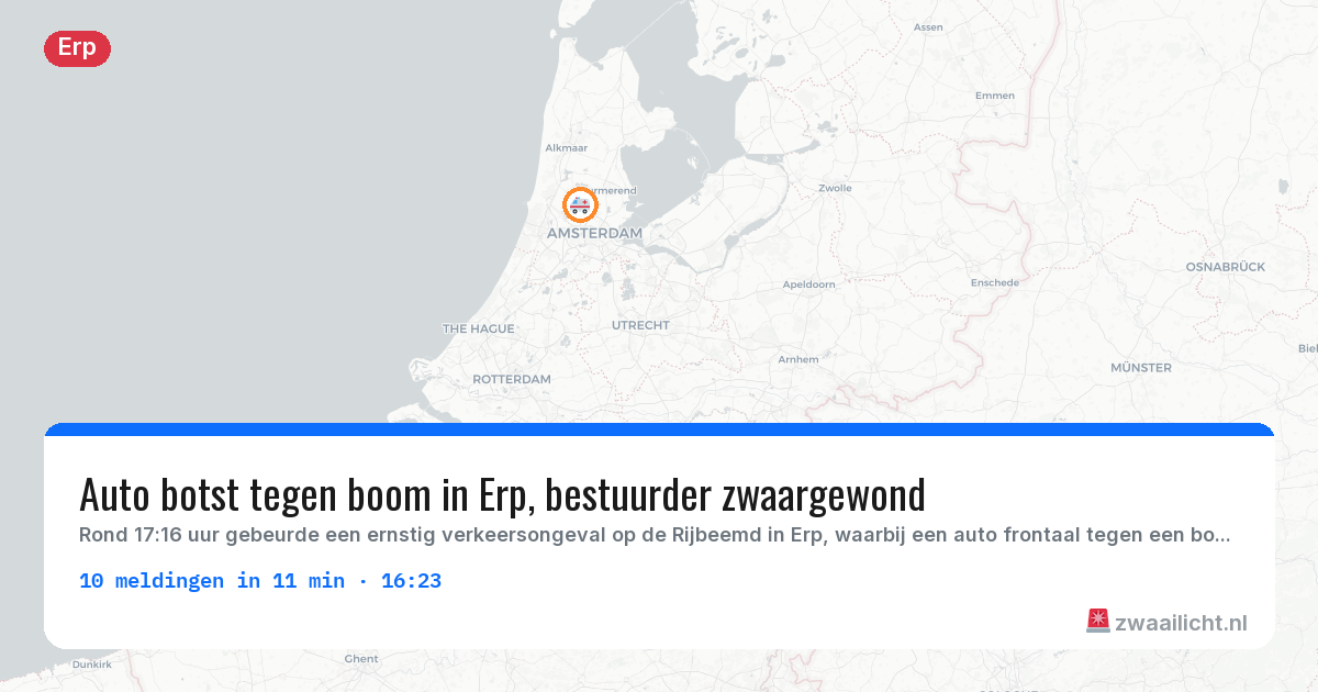 Kaart van de activiteitspiek bij Erp