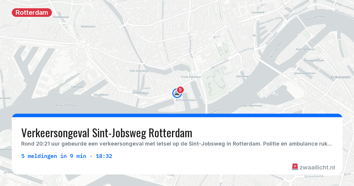 Kaart van de activiteitspiek bij Rotterdam
