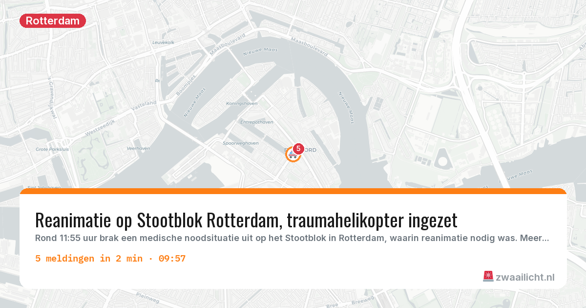 Kaart van de activiteitspiek bij Rotterdam