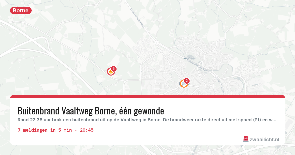 Kaart van de activiteitspiek bij Borne
