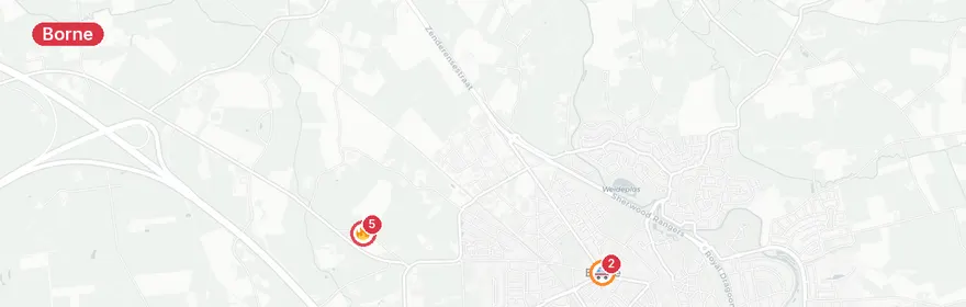 Kaart van Buitenbrand Vaaltweg Borne, één gewonde