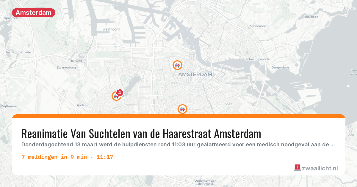 Kaart van de activiteitspiek bij Amsterdam