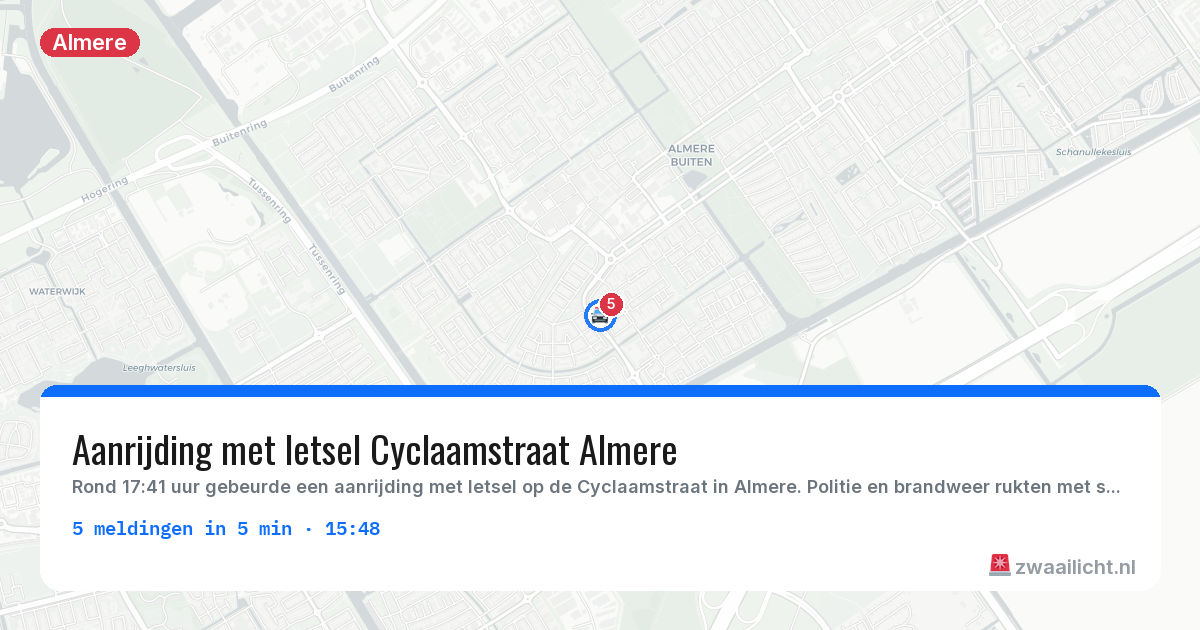 Kaart van de activiteitspiek bij Almere