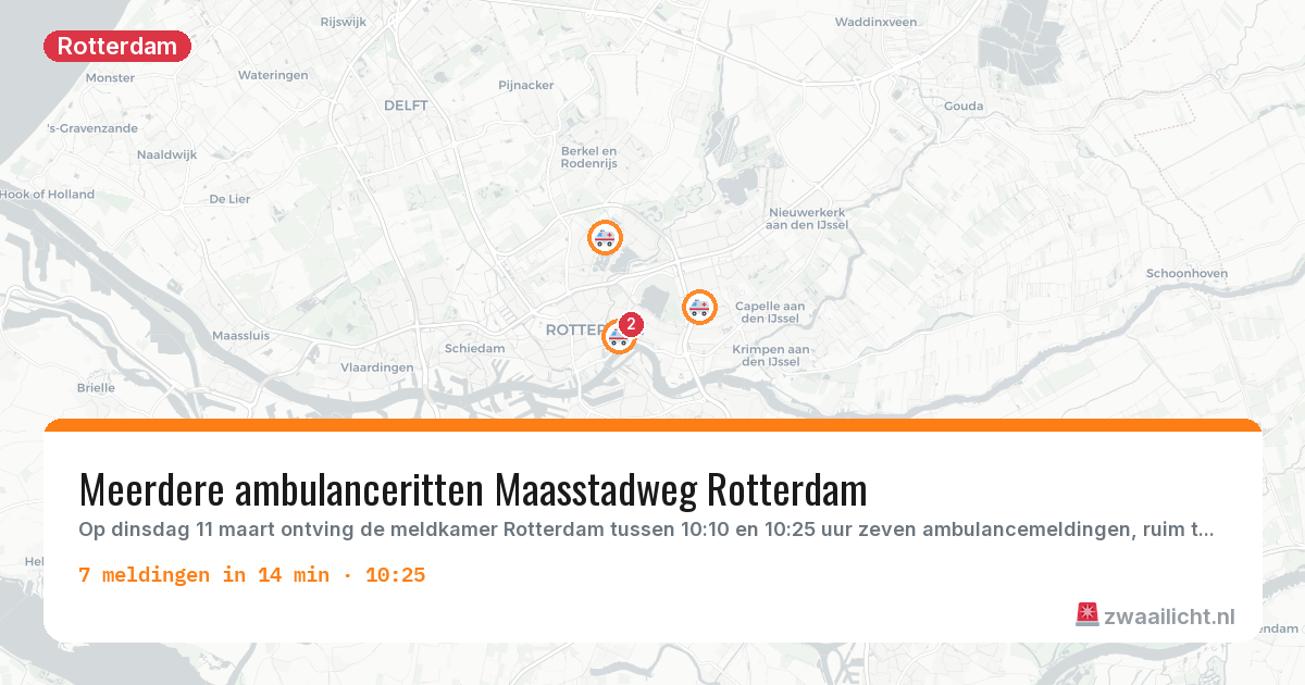 Kaart van de activiteitspiek bij Rotterdam