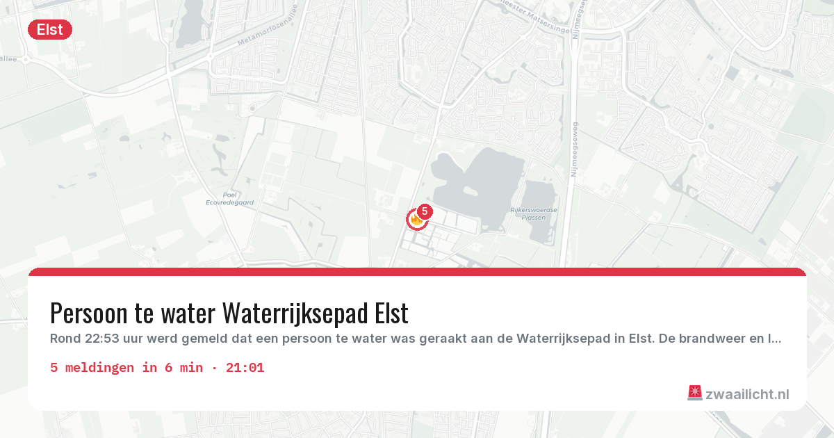 Kaart van de activiteitspiek bij Elst