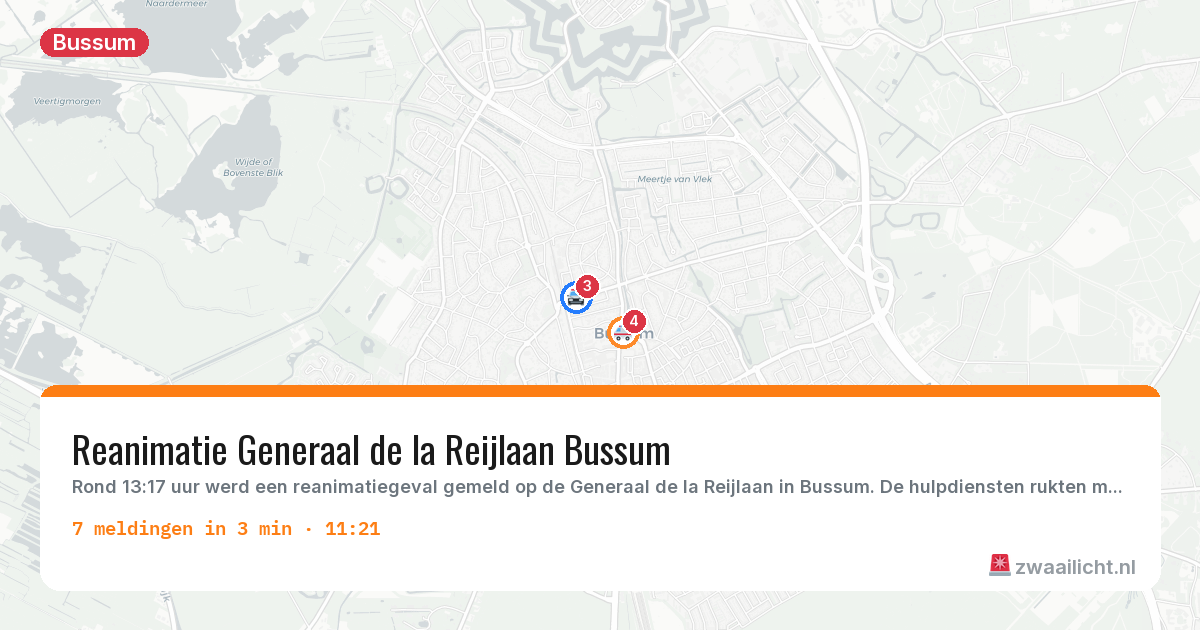 Kaart van de activiteitspiek bij Bussum