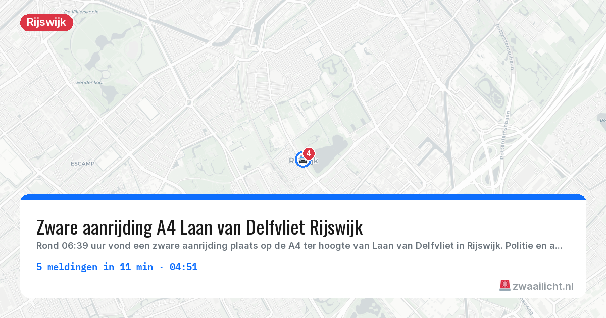 Kaart van de activiteitspiek bij Rijswijk