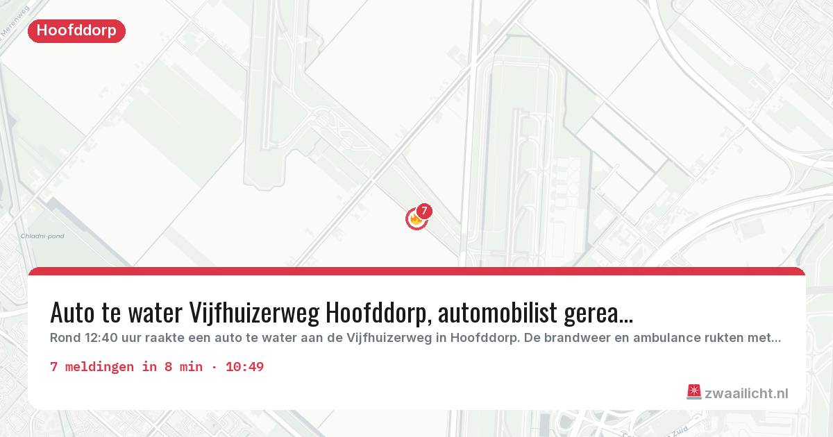 Kaart van de activiteitspiek bij Hoofddorp
