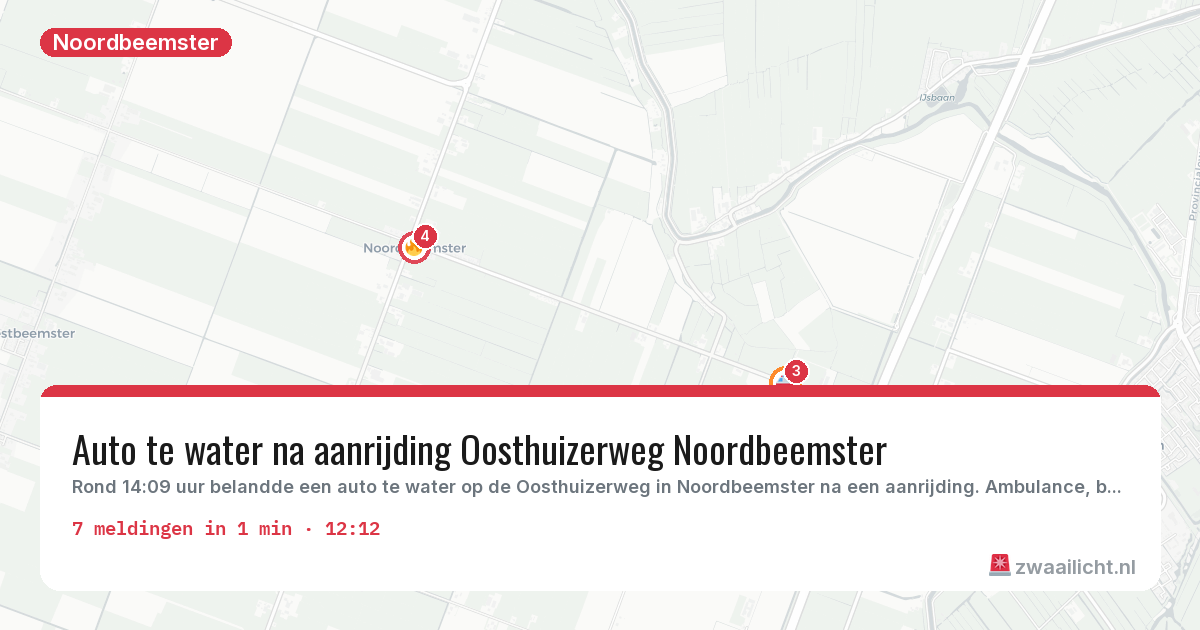 Kaart van de activiteitspiek bij Noordbeemster