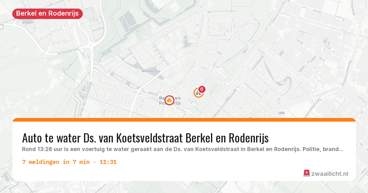 Kaart van de activiteitspiek bij Berkel en Rodenrijs