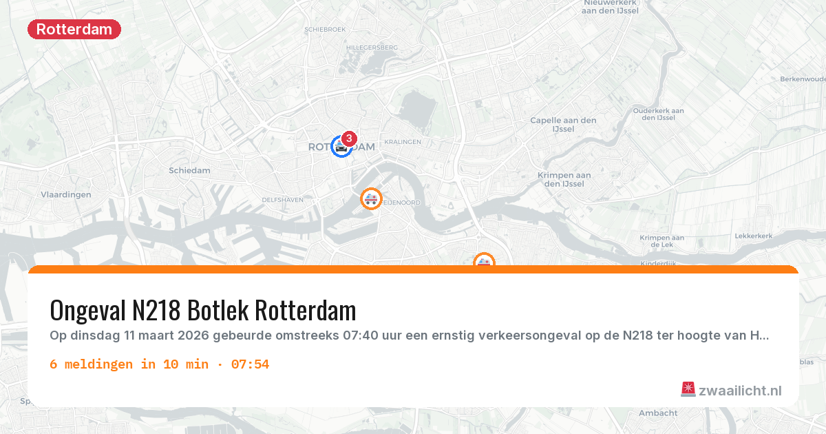 Kaart van de activiteitspiek bij Rotterdam