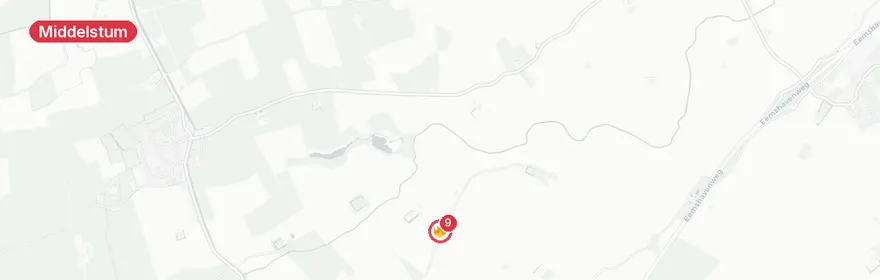 Kaart van Zeer grote brand bijgebouw Oosterburen Middelstum
