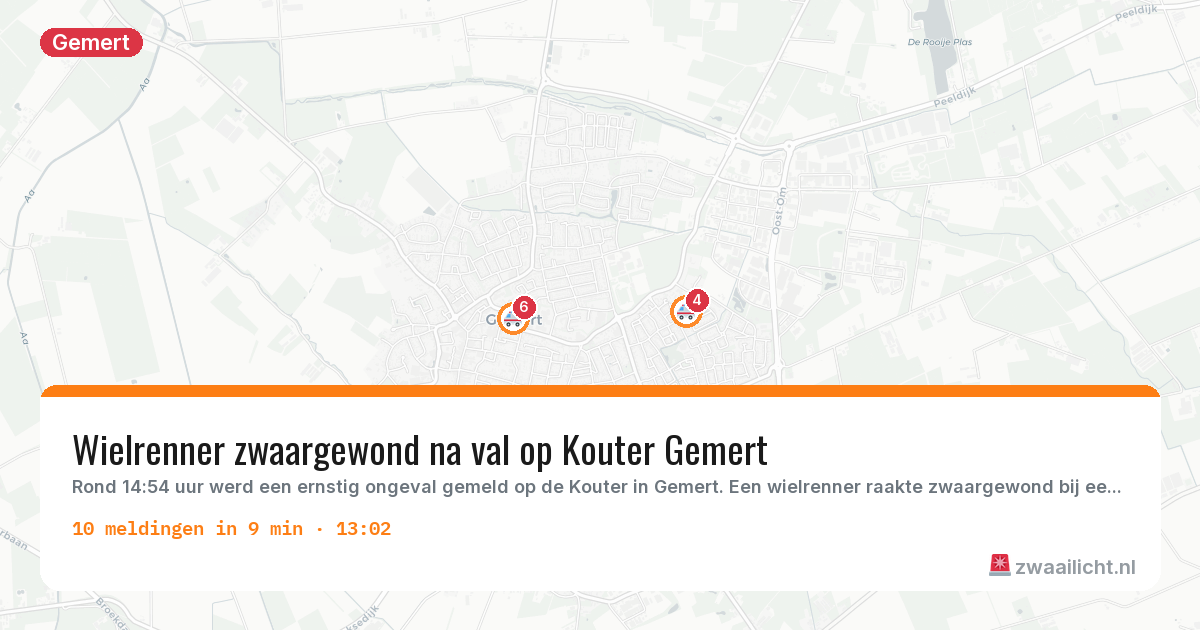 Kaart van de activiteitspiek bij Gemert