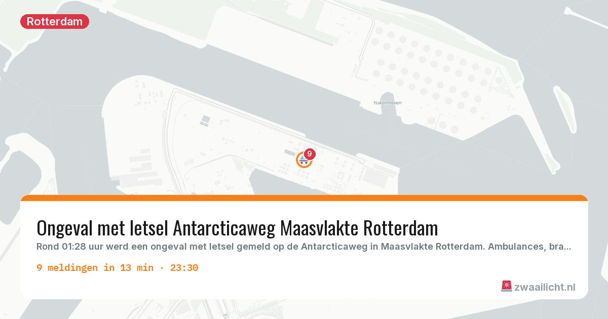Kaart van de activiteitspiek bij Rotterdam