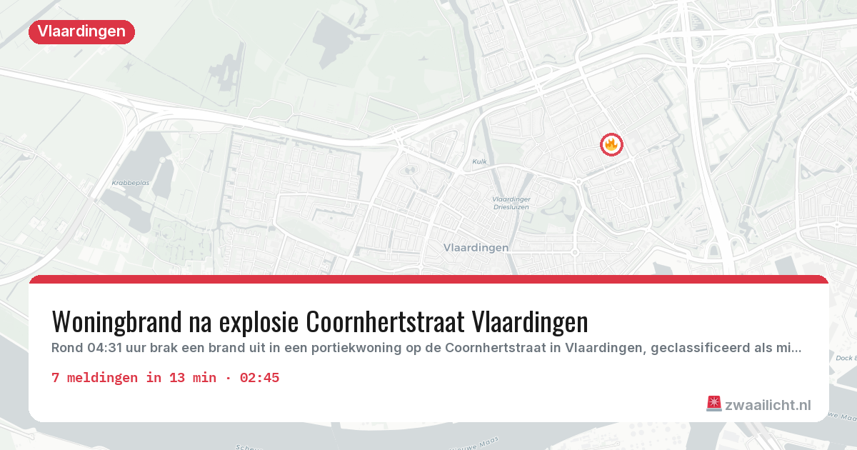 Kaart van de activiteitspiek bij Vlaardingen
