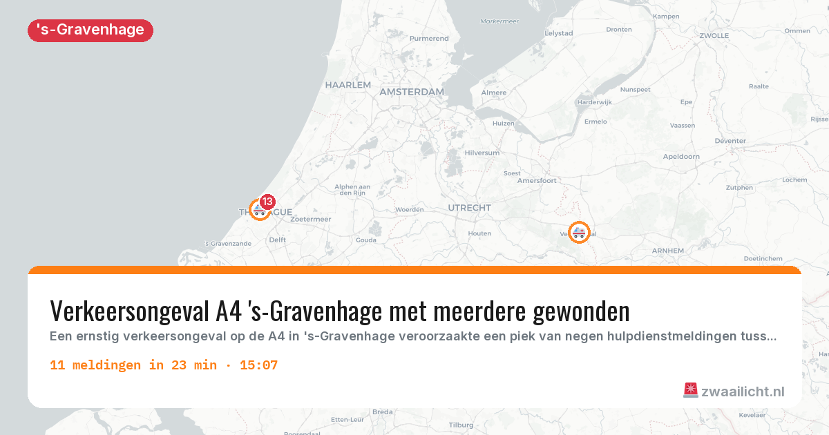 Kaart van de activiteitspiek bij 's-Gravenhage