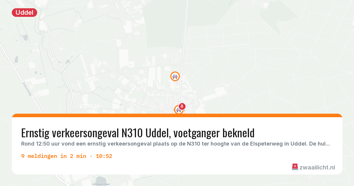 Kaart van de activiteitspiek bij Uddel