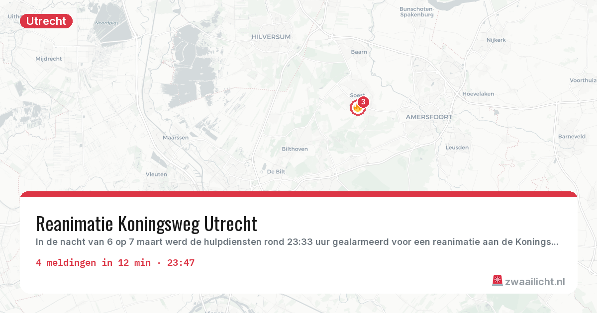 Kaart van de activiteitspiek bij Utrecht