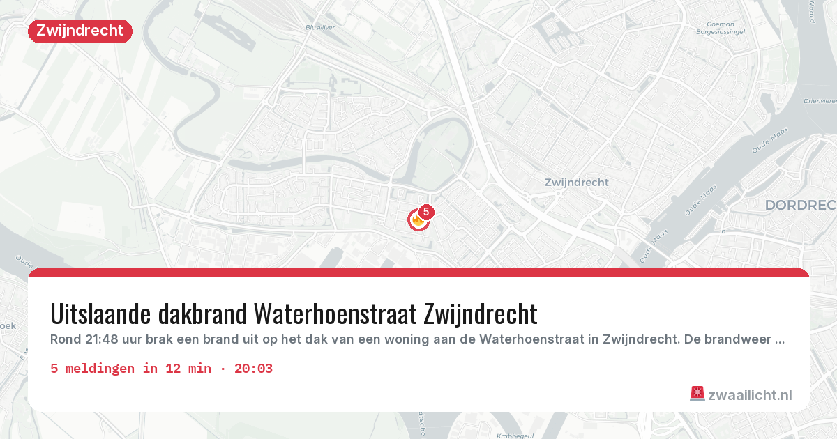 Kaart van de activiteitspiek bij Zwijndrecht