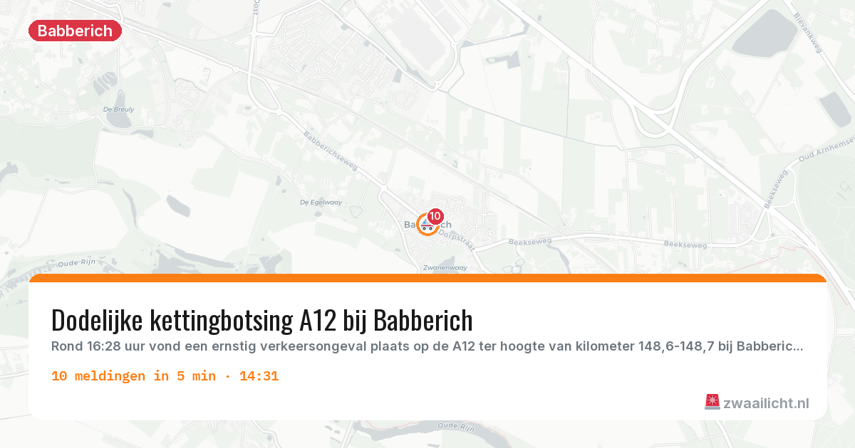 Kaart van de activiteitspiek bij Babberich