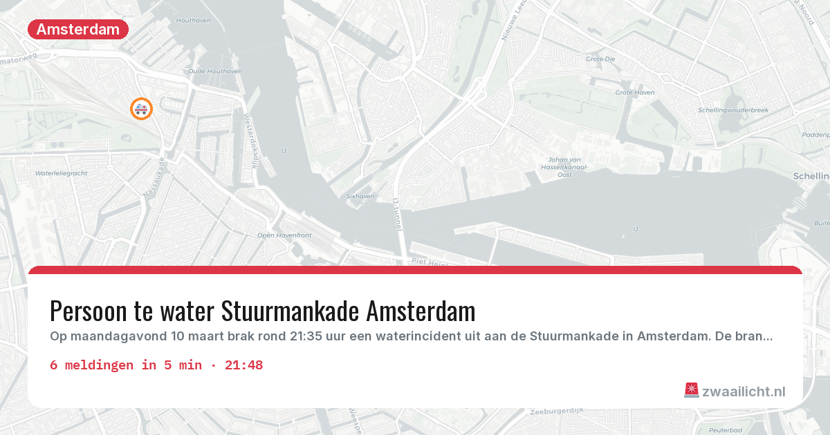 Kaart van de activiteitspiek bij Amsterdam