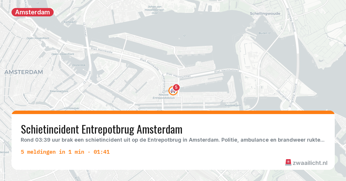 Kaart van de activiteitspiek bij Amsterdam