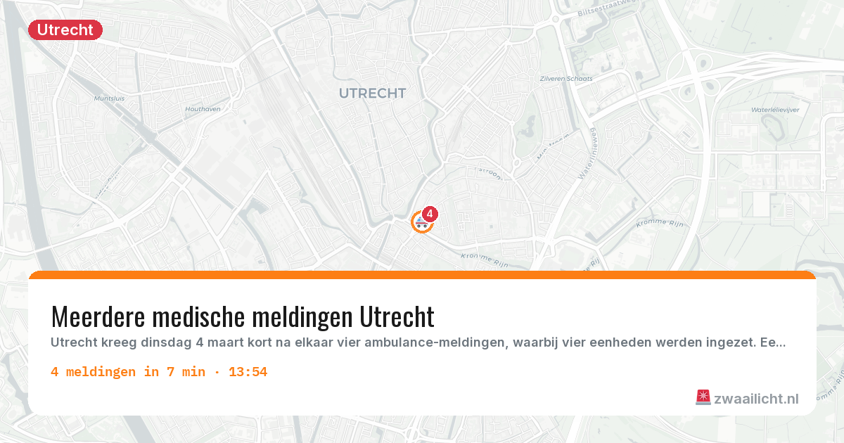 Kaart van de activiteitspiek bij Utrecht