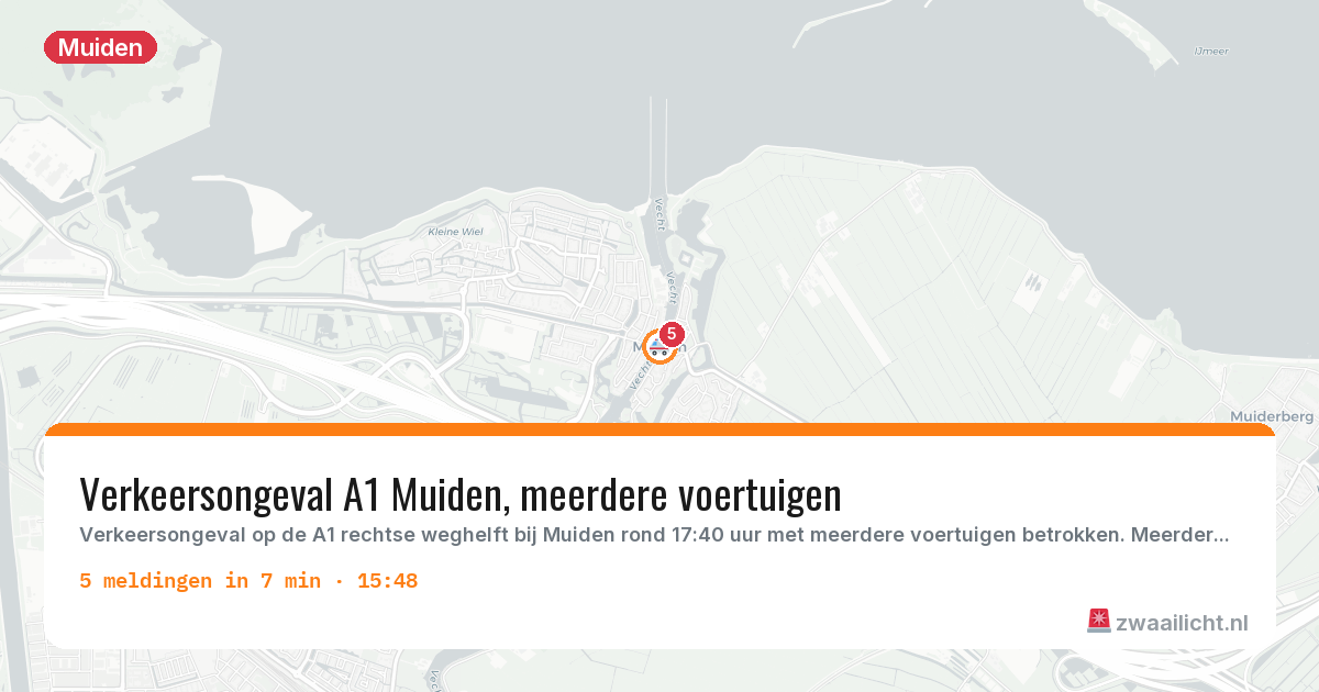 Kaart van de activiteitspiek bij Muiden