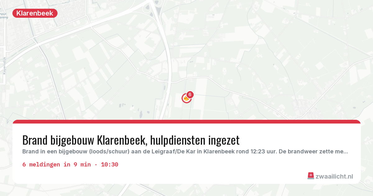 Kaart van de activiteitspiek bij Klarenbeek