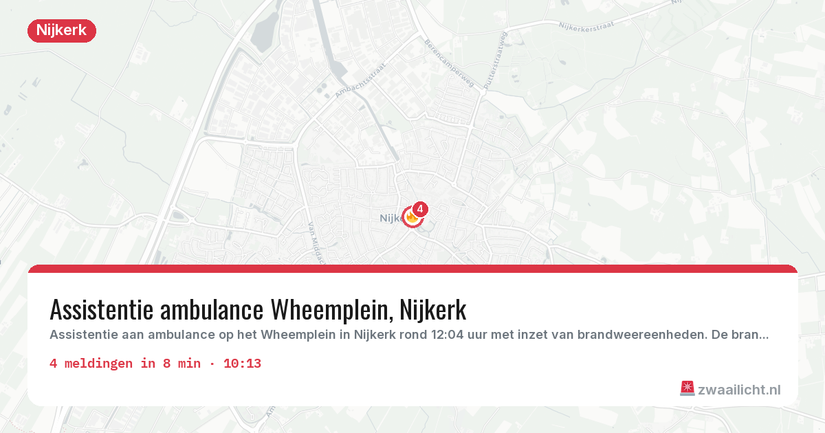 Kaart van de activiteitspiek bij Nijkerk