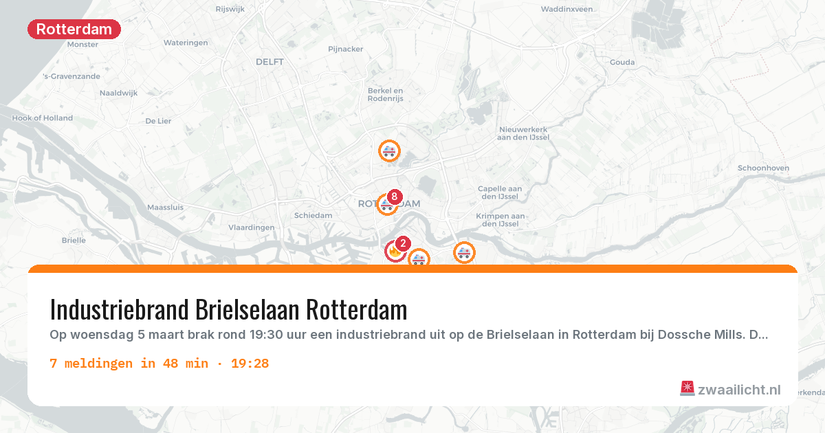 Kaart van de activiteitspiek bij Rotterdam