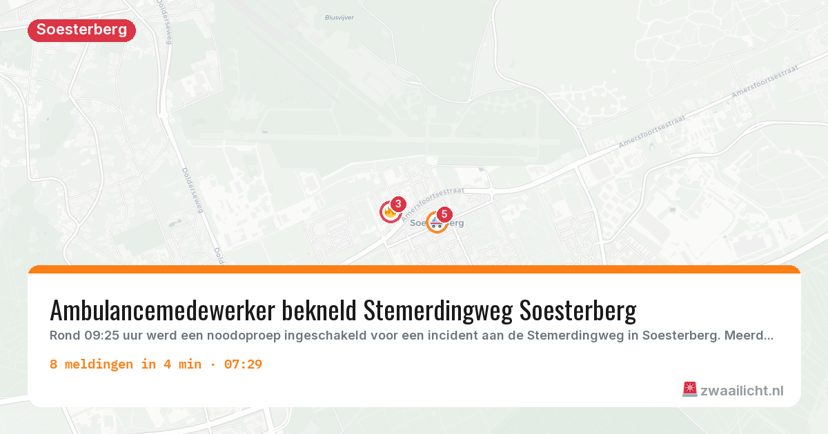 Kaart van de activiteitspiek bij Soesterberg