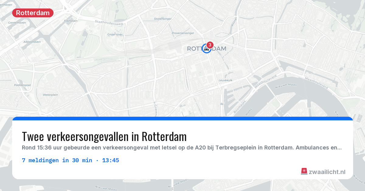 Kaart van de activiteitspiek bij Rotterdam