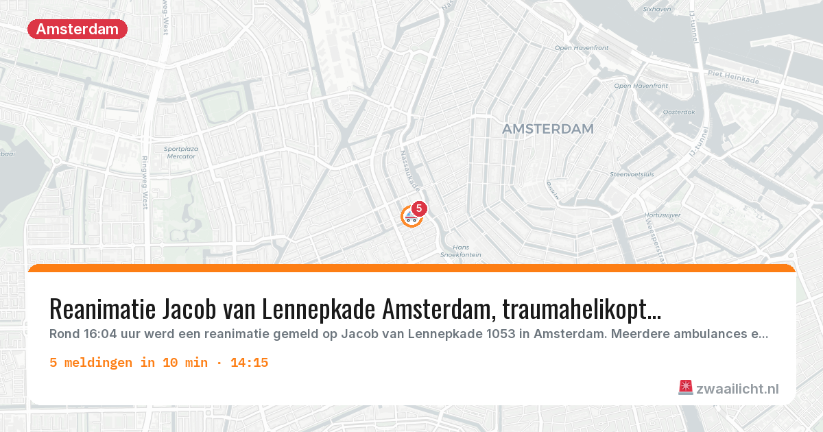 Kaart van de activiteitspiek bij Amsterdam