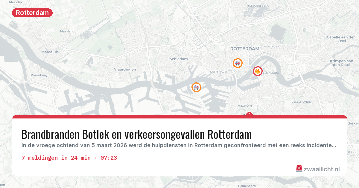 Kaart van de activiteitspiek bij Rotterdam