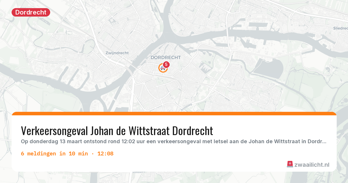 Kaart van de activiteitspiek bij Dordrecht