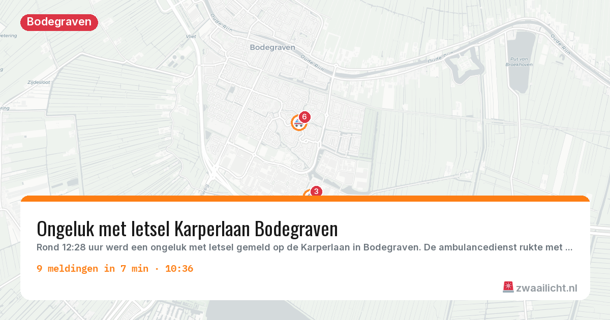 Kaart van de activiteitspiek bij Bodegraven