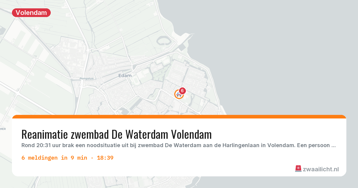Kaart van de activiteitspiek bij Volendam