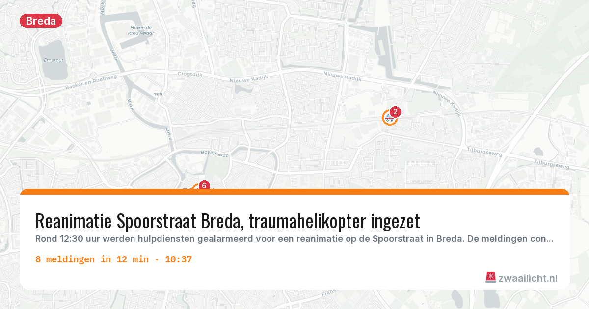 Kaart van de activiteitspiek bij Breda