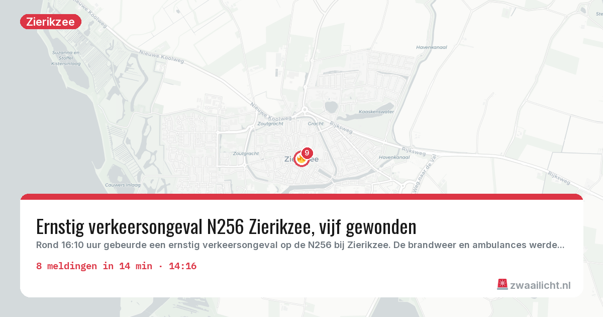 Kaart van de activiteitspiek bij Zierikzee